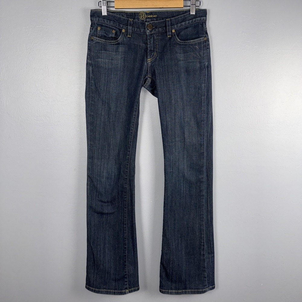 Bebe Carmen Girly Embellished Bootcut Jeans Women's 28 Vintage Blue Y2K *READ - Picture 2 of 14